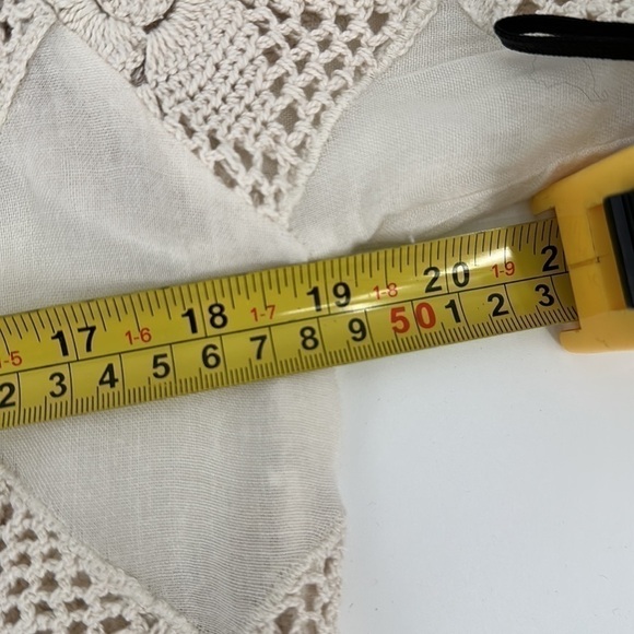 Free People Ivory Lace Crochet Patchwork Tunic Shirt Size Medium - Picture 9 of 11